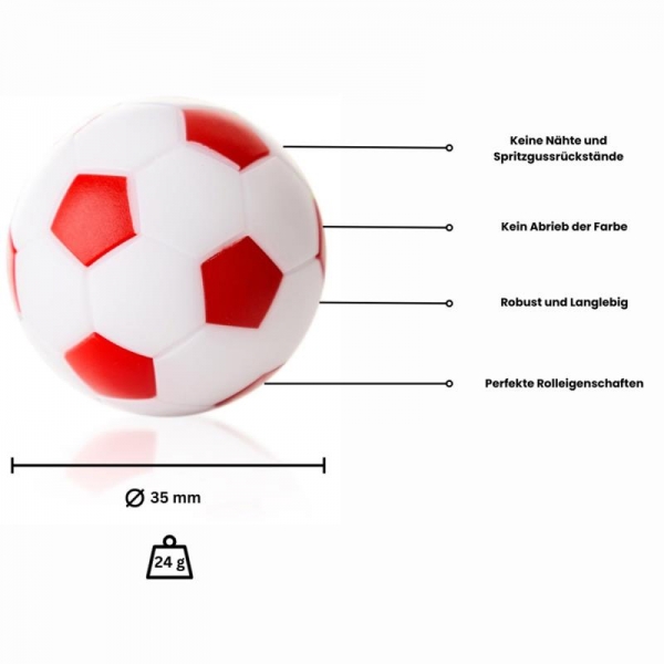Ball für Fußballtisch rot/weiß  D 35 mm 24 g